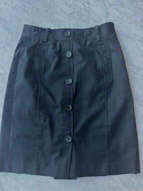 Ann Taylor Classic Button-Front Black denim  Skirt
